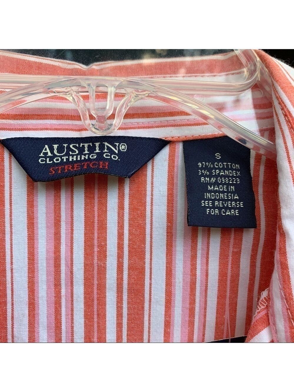 AUSTIN CLOTHING CO short sleeve striped button front cotton stretch blouse top - Picture 9 of 9